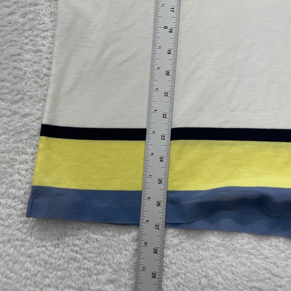 Lacoste Slim Fit XXL Polo Shirt White Blue Yellow Trim Casual Sport Activewear - Picture 4 of 8